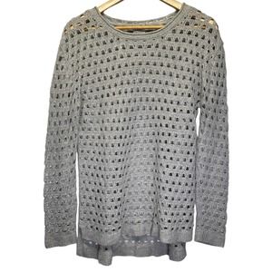 Nesh NYC Luxury Sweater Women's S Open Knit Gray Silk Cashmere